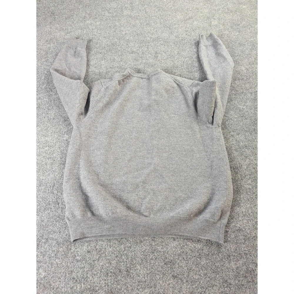 Brooks Brothers Sweater Mens Large Merino Wool Grey V-Neck  346